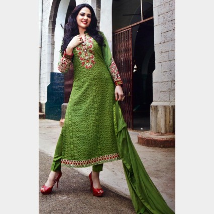 Asbah’s Shalwar Kamiz and Dupatta Georgette with all over Body  Embroidered